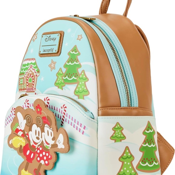 Loungefly Blue Tan Gingerbread Mickey & Minnie Mini Backpack main image 5